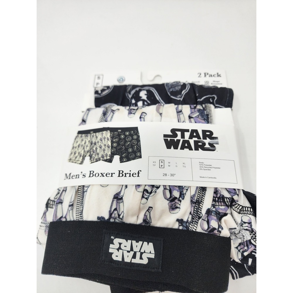 Star Wars Mens Boxer Briefs Black Polyester Blend Casual Size Small
